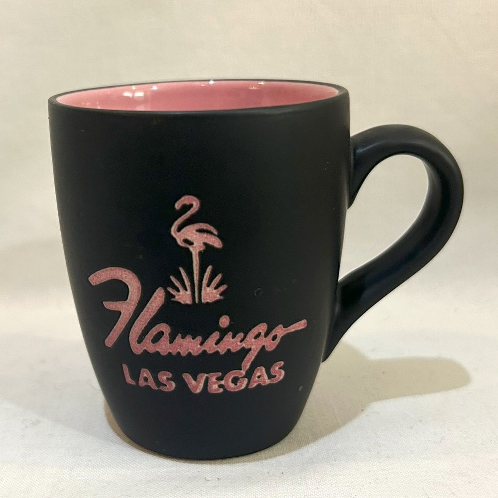 Flamingo Casino Las Vegas Small Cup Demitasse Espresso Cup Pink and Black